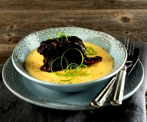 1 Portion Sweet And Spicy Beef Short Ribs With Polenta
