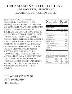 1 pouch (227 g) Creamy Spinach Fettuccine