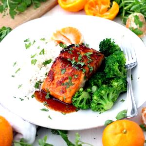 1 pouch (5.25 oz) Salmon Steak in Mandarin Orange Glaze