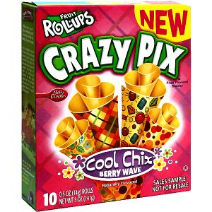 1 roll (14 g) Fruit Roll-Ups - Crazy Pix Cool Chix Berry Wave