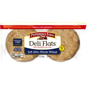 1 roll Deli Flats 100 Calorie Thin Rolls - Soft 100% Whole Wheat