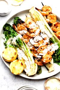 1 Salad Hand-Tossed Caesar Salad With Wood-Grilled Shrimp For Dinner