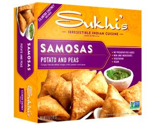 1 samosa + 1 tbsp chutney (85 g) Potato and Pea Samosas