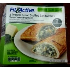 1 sandwich (127 g) Pretzel Bread Stuffed Sandwiches Three Cheese & Spinach