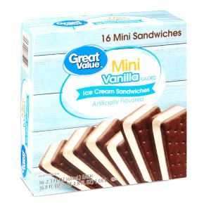 1 sandwich (40 g) Mini Vanilla Flavored Ice Cream Sandwiches