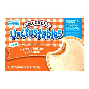 1 sandwich (76 g) Uncrustables Peanut Butter & Strawberry Jam Sandwich on Wheat Bread