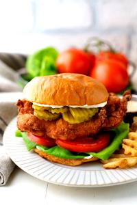1 Sandwich Breaded Fried Chicken Fillet Sandwich with Tomato and Spread