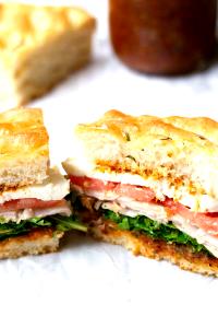 1 sandwich California Club Turkey Sandwich with Herb Onion Focaccia