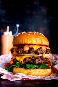 1 Sandwich Cheeseburger, Large, Double Patty W/Condiments/Veg