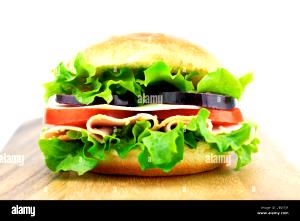 1 Sandwich Cheeseburger, Large W/Ham, Condiments/Veg