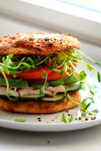 1 sandwich Deli Turkey on Low Carb Bagel