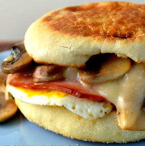 1 sandwich Ham Mushroom Egg Swiss on Flatbread