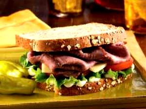 1 sandwich Roast Beef on Wheat-Skinny, with Mustard, Lettuce, Tomatoes, Onions and Mushrooms