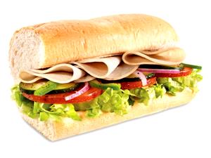 1 Sandwich Turkey Breast & Ham 6-İnch Jared Sandwiches With 6 Grams Of Fat Or Less