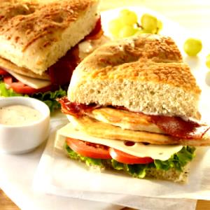 1 sandwich Turkey Stack Sandwich with Herb Onion Focaccia