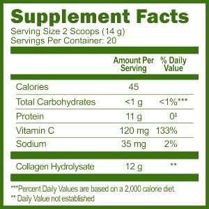 1 scoop (11 g) Hydrolyzed Gelatin Beef Collagen Peptides