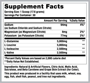 1 scoop (15.6 g) Amino Recovery