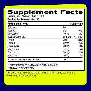 1 scoop (20 g) 100% Natural Whey Protein