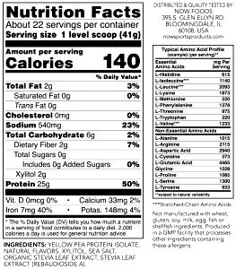 1 scoop (25 g) Yellow Pea Protein