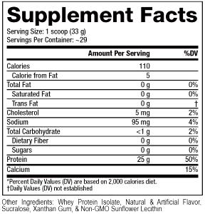 1 scoop (33 g) 100% Whey Isolate