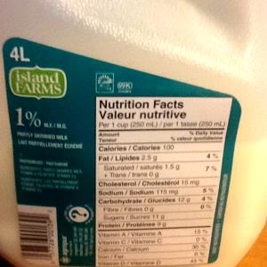 1 Serving 1/2&1/2 Milk