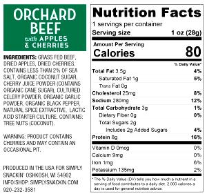 1 serving (1 oz) Dried Beef with Apples & Cherries