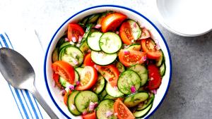 1 serving (1 oz) Tomato Cucumber Salad (Gluten Free)
