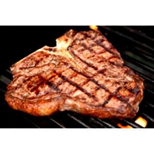 1 serving (12 oz) T-bone Steak & Shrimp Skewer Dinner