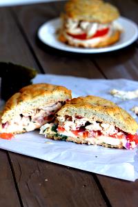 1 serving (13 oz) Frontega Chicken Sandwich on Focaccia Bread