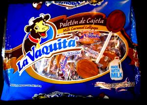 1 serving (14 g) La Vaquita Paletones Milk Caramel Lollipops