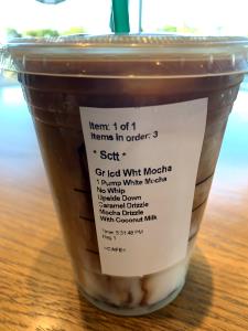 1 serving (16 oz) Iced Mocha Macchiato with Coconut Milk (Grande)