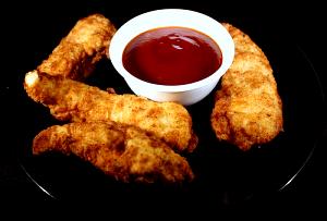 1 serving 2+2 Chicken Strips with BBQ Sauce