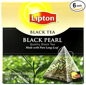 1 serving (2 g) Black Pearl Long-Leaf Black Tea Pyramid Tea Bags