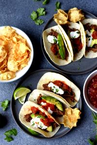 1 serving (203 g) Shredded Beef Tacos