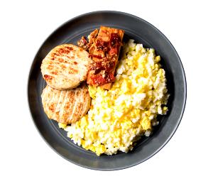 1 serving (286 g) Athlete Bacon Praline Paleo French Toast with Chicken Apple Sausage (Medium)