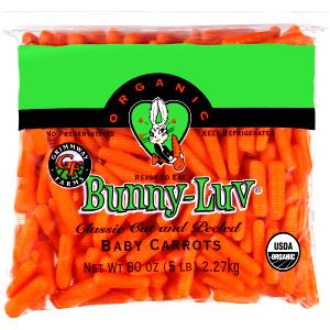 1 serving (3 oz) Bunny-Luv Organic Baby Carrots