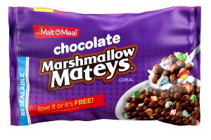 1 serving (30 g) Chocolate Marshmallow Mateys Chocolatey Corn & Oat Cereal