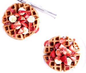 1 serving (4.5 oz) Chia Seed Waffles with Strawberry Sauce (1200)