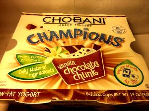 1 serving (8 oz) Champions Greek Yogurt - Vanilla Chocolate Chunk