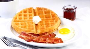 1 serving (8 oz) Senior Belgian Waffle Slam with Egg