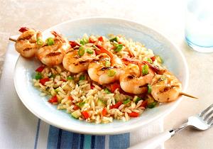 1 serving (8 oz) Shrimp Skewer with Rice