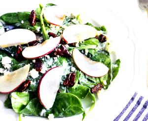 1 Serving Apple, Pecan, & Bleu Cheese Salad - Special Request Less Bleu Cheese And No Dressing