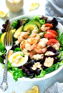 1 Serving Avocado Louie With Bay Shrimp - Special Request No Dressing