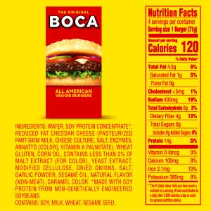 1 Serving Boca Burger W/Cheese & Dressing