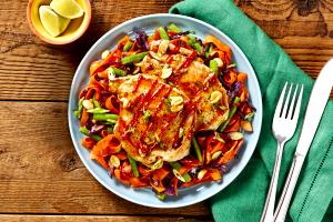 1 serving Bulgogi-Glazed Pork Over Veggie Stir-Fry