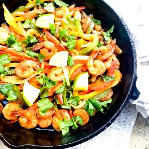 1 Serving Camarones Fajitas - Special Request Less Oil And Whole Beans