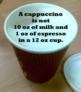 1 Serving Cappucino (Wet) - Skim Milk - 12 Oz.