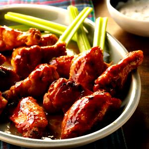 1 Serving Chicken Wing, Glazed, Barbecue Flavor
