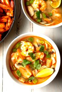1 Serving Coastal Soup And Salad (Bread Wedges Only, Not Bowl) With Spicy Shrimp Soup* For Lunch