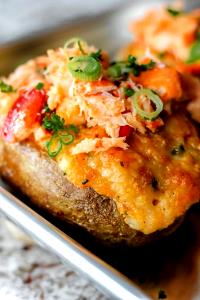 1 Serving Creamy Lobster-Topped Baked Potato For Dinner